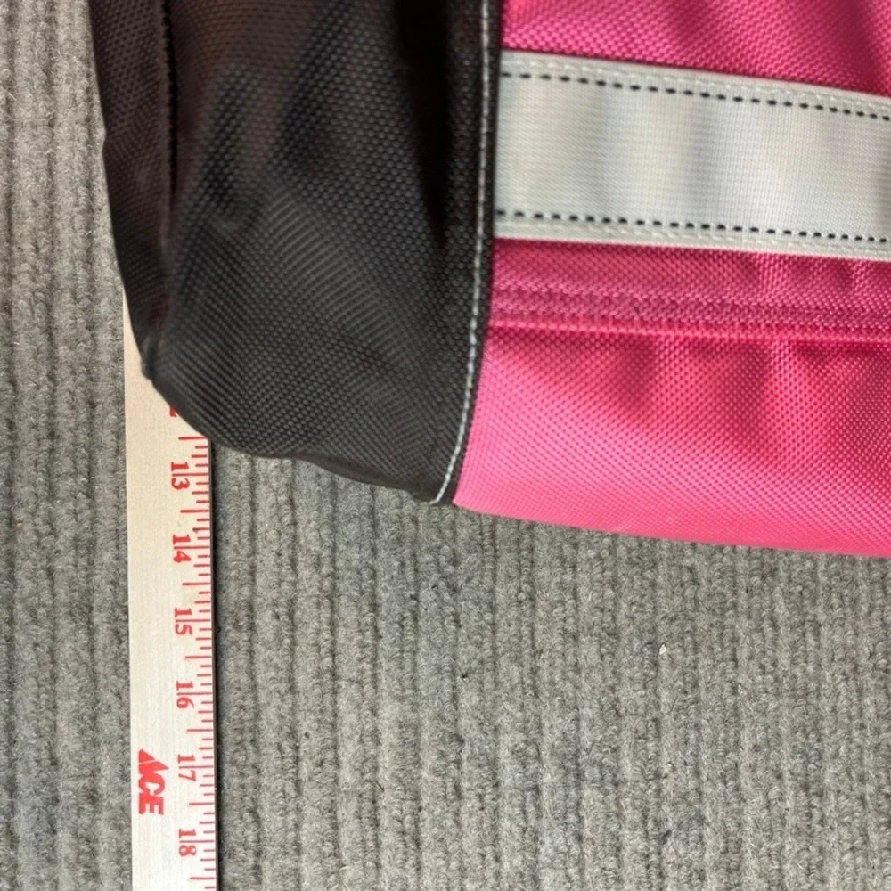 Lands End Pink Canvas Tote Bag Monogram LSV Zip Top Medium Travel Beach Bag
